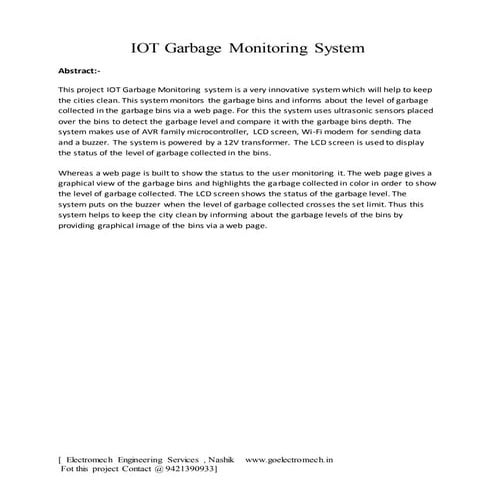 Iot garbage monitoring system