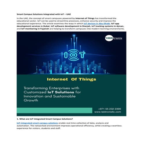 IoT Integrated Smart Campus Solutions in UAE. | PDF