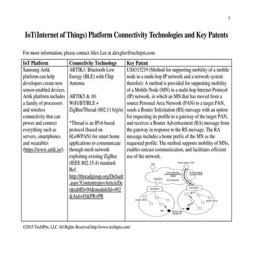 IoT(Internet of Things) Platform Connectivity Technologies and Key Patents
