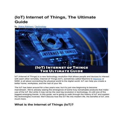 (IoT) Internet of Things, The Ultimate Guide