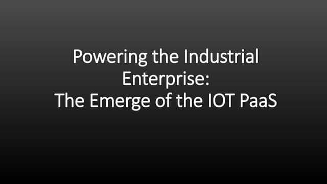 Building the IOT Platform as a Service
