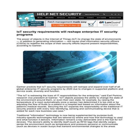 Iot security requirements will reshape enterprise it security programs