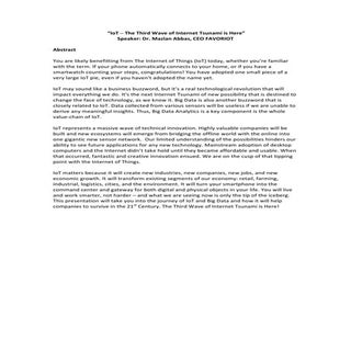 IOT - The 3rd Internet Tsunami is Here