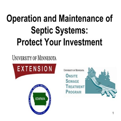 HOME Iowa / Operation and Maintenance of Septic Systems: Protect Your Investment
