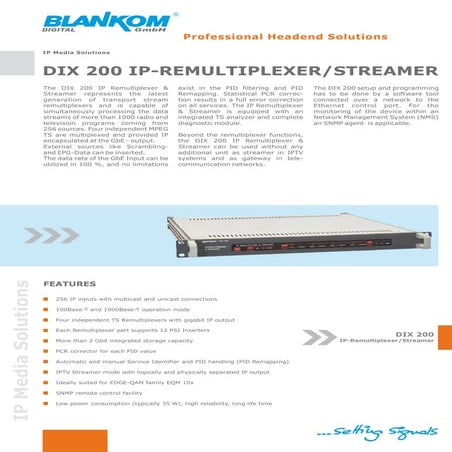 Ip dix200-flyer-rev-a ip remultiplexer streamer