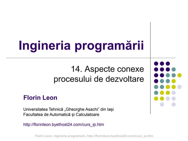 Aspecte conexe procesului de dezvoltare