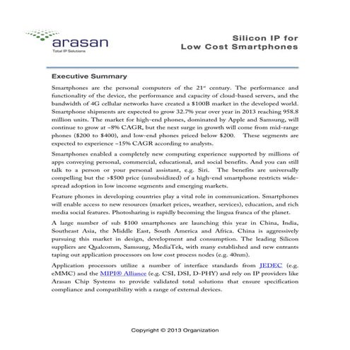 Silicon IP for Low Cost Smartphones