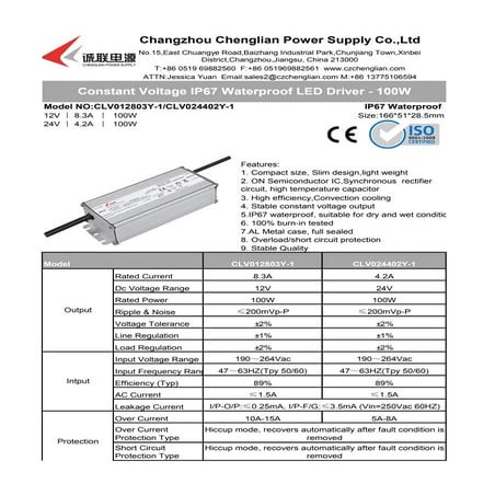 Chenglian Waterproof IP67 LED Power Supply Driver Transformer 100W 110V AC to...