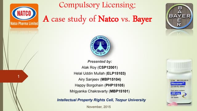 compulsory license: natco vs bayer case