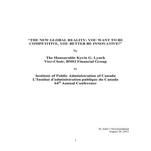 Kevin Lynch on Innovation at IPAC Annual Conference August 20 2012