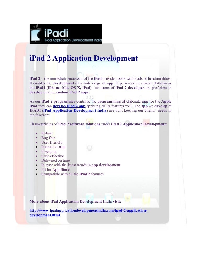 I pad 2 application development