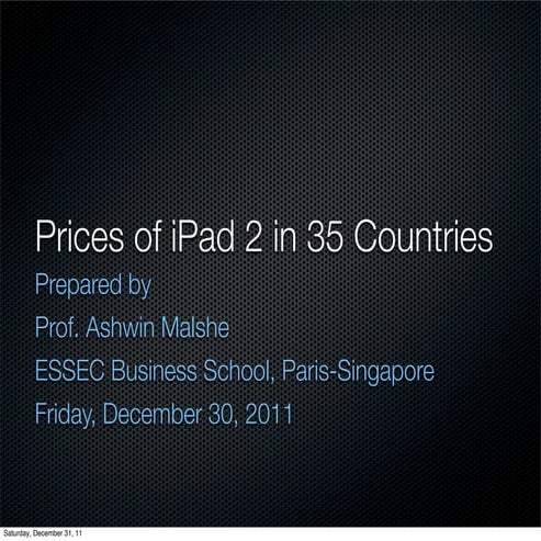 Worldwide iPad 2 Prices