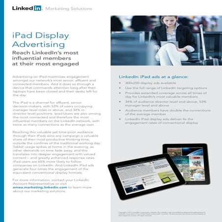 iPad Display Advertising Product Sheet