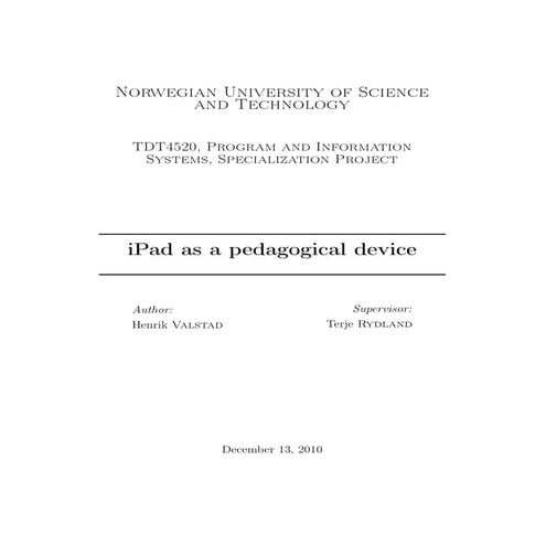 iPad as a pedagogical device