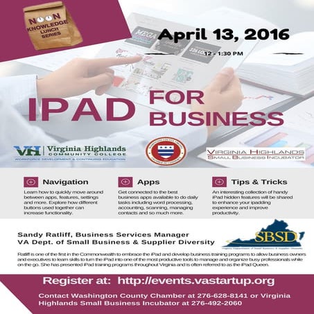iPad for Business Noon Knowledge Workshop, April 13, 2016