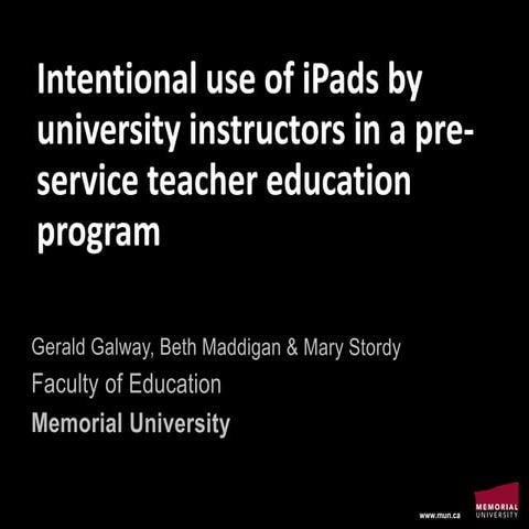 Intentional Use of iPads in a Pre-service Teacher Education Program