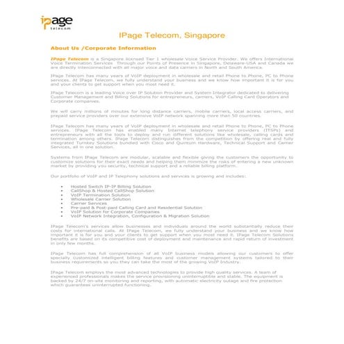 I page telecom corp profile