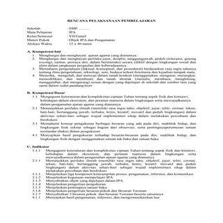 RPP SMP IPA Kelas VII