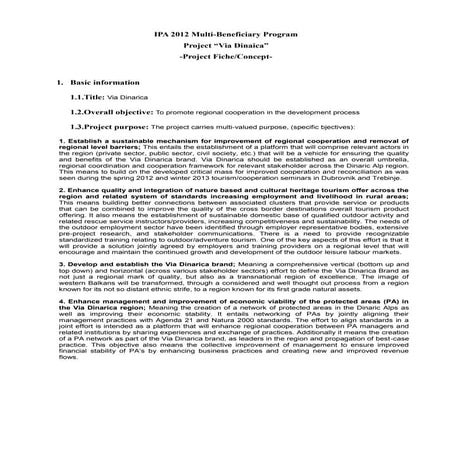 Via Dinarica Project Fiche