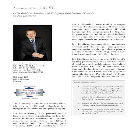 TRUST. IP and Technology Update - IT Audit Toolkit for CIOs and General Couns...