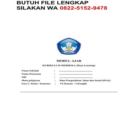 Modul Ajar Pembelajaran Mendalam IPAS Kelas 6 Terbaru