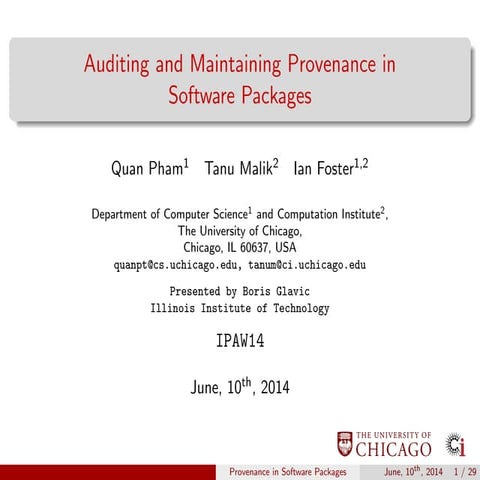 Auditing and Maintaining Provenance in Software Packages
