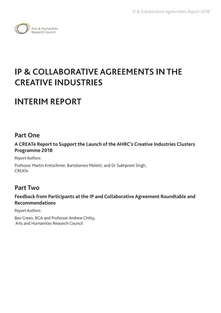 IP & Collaborative Agreements in the Creative Industries Interim Report