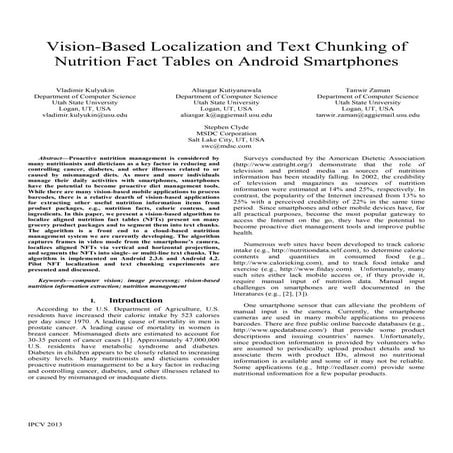 Vision-Based Localization & Text Chunking of Nutrition Fact Tables on Android...