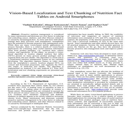 Vision-Based Localization & Text Chunking of Nutrition Fact Tables on Android...