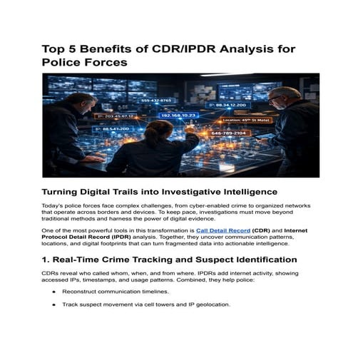 Top 5 Benefits of CDR/IPDR Analysis for Police Forces | PDF
