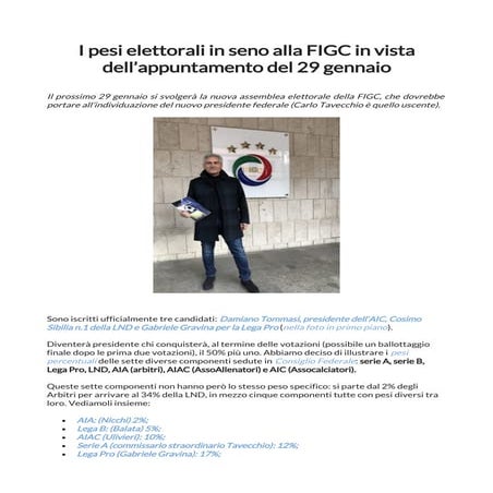 I pesi elettorali in seno alla figc in vista dell’appuntamento del 29 gennaio