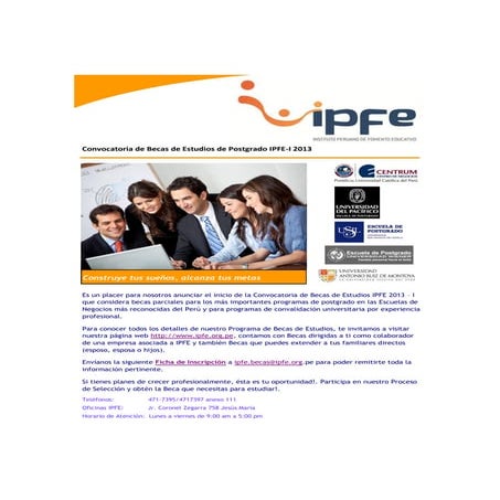 Convocatoria de Becas de Postgrado IPFE2013-I