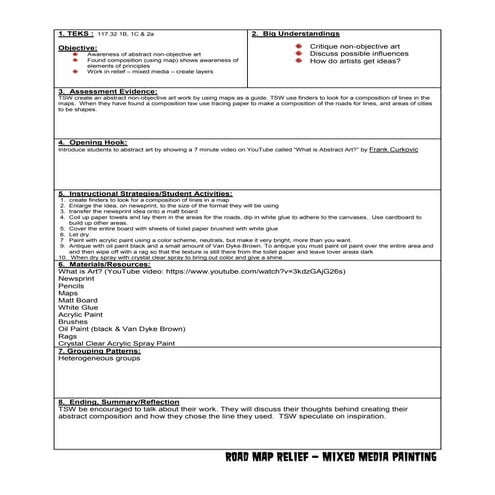 Ipg road map relief - mixed media painting