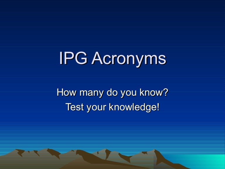 IPG Acronyms Game