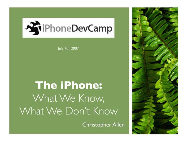 iPhone Dev Camp  Keynote