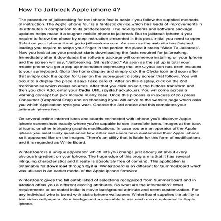How To Jailbreak Apple iphone 4?