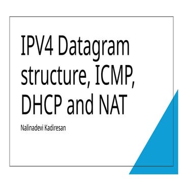 IP datagram structure, ICMP,DHCP, NAT Introduction | PPT