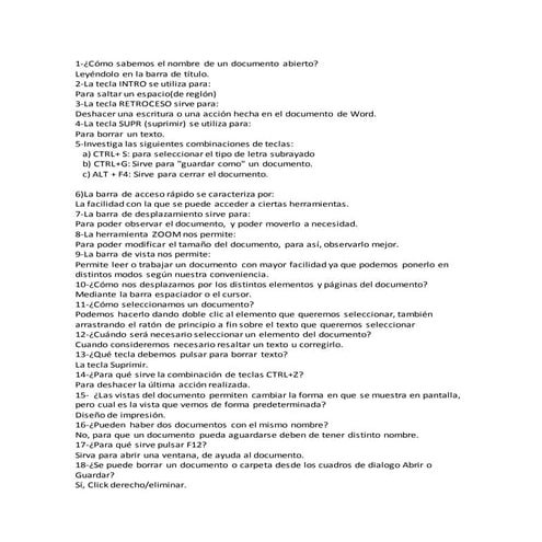 cuestionario de informática sobre office word