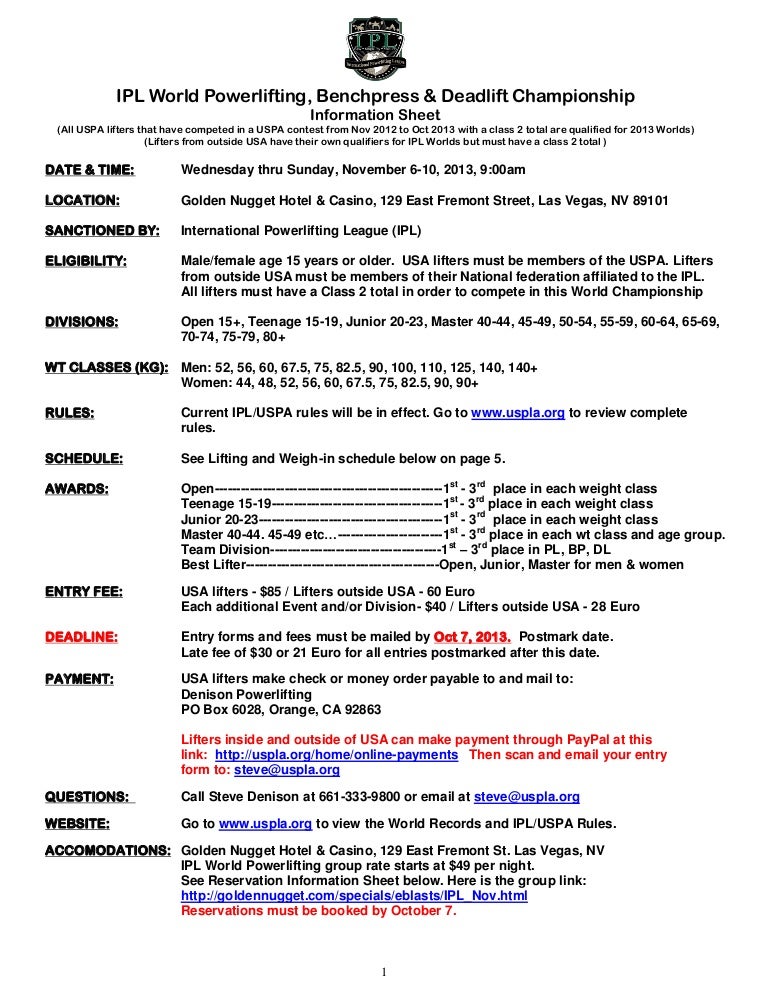 Uspa Classification Chart