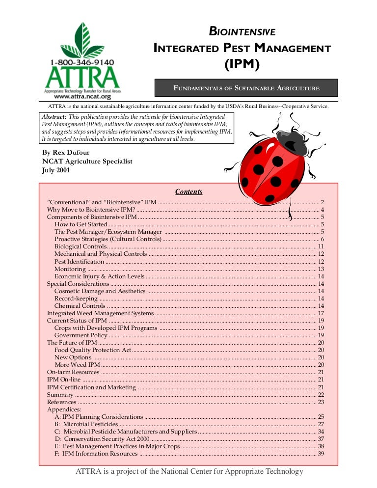 Biointensive Integrated Pest Management