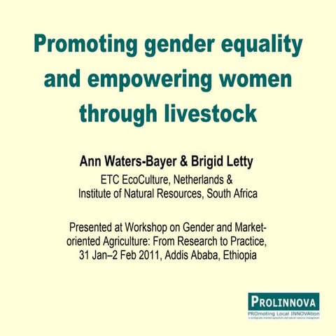 Promoting gender equality and empowering women through livestock