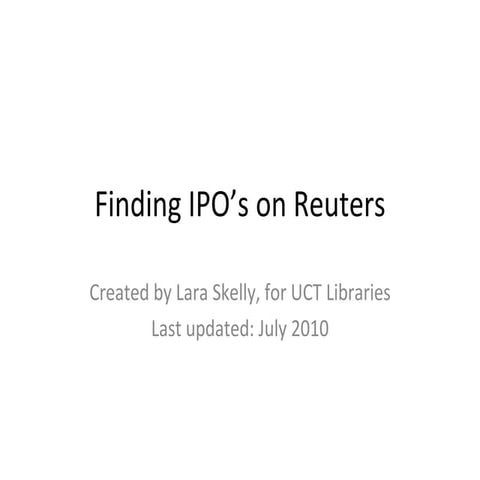 Finding IPOs on Reuters