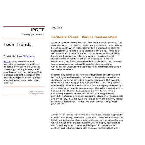 Hardware Trends – Back to Fundamentals