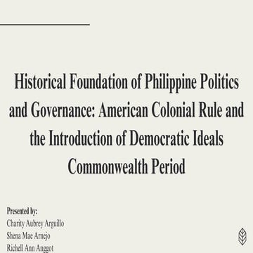 IPPG REPORTING ABOUT HISTORICAL FOUNDATION OF PHILIPPINE POLITICS