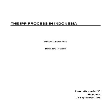 Ipp process in indonesia 1995 by cockcroft and fuller