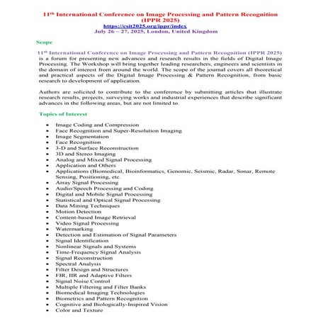 11th International Conference on Image Processing and Pattern Recognition (IP...