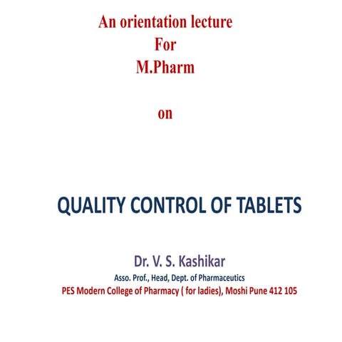 An orientation lecture For M.Pharm    