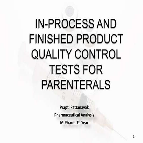 IPQC tests for Parenterals