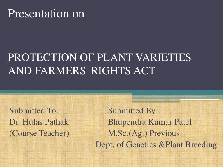 plant variety protection and farmer act
