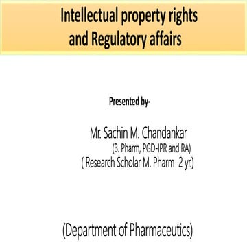 Intellectual property rights and Regulatory affairs